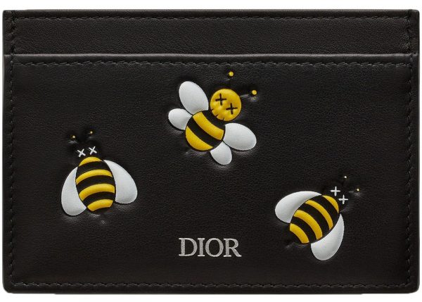 Dior Card Holder Dior x Kaws With Yellow Bees Black