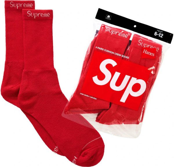 Supreme Hanes Socks 4 Pack Red